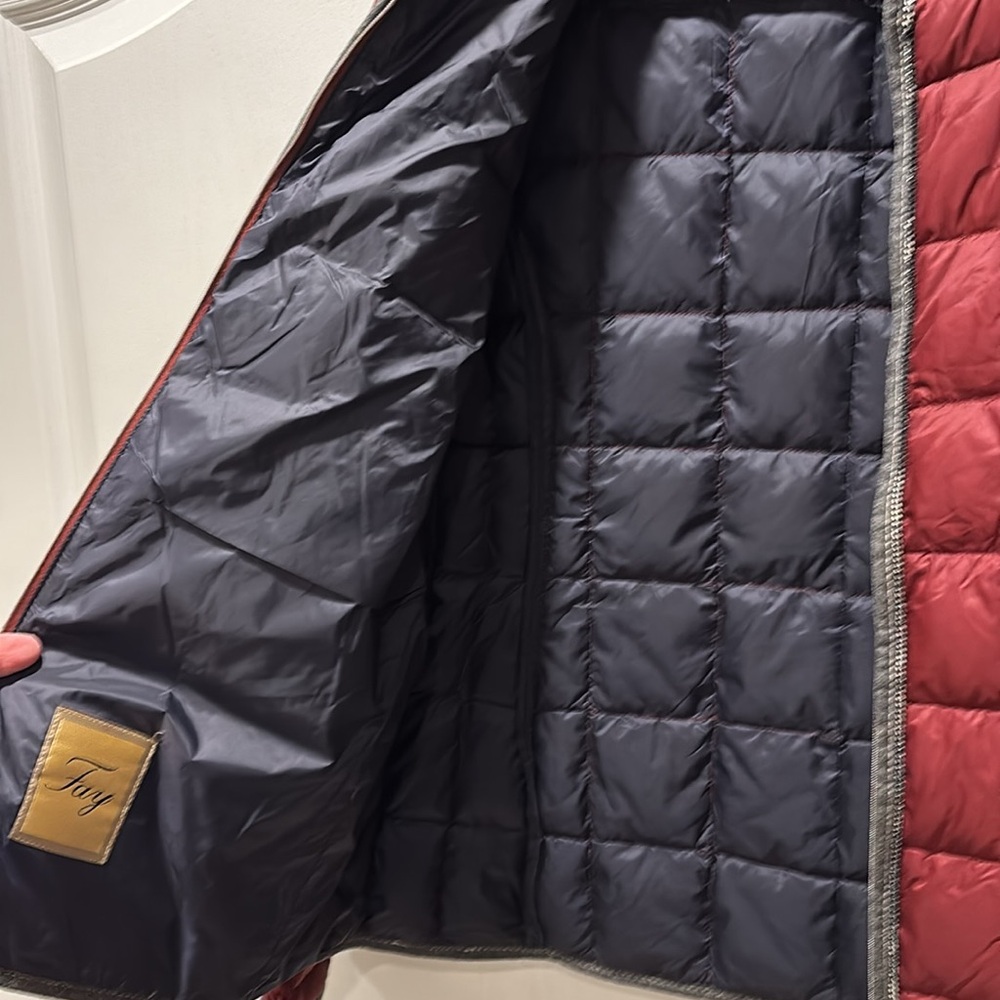 FAY ITALY LADIES BURGUNDY GRAY DOWN QUILT JACKET - Picture 8 of 14